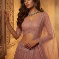 Lovely Pink Net Heavy Embroidered Lehenga Choli with Designer Dupatta for Wedding