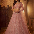 Lovely Pink Net Heavy Embroidered Lehenga Choli with Designer Dupatta for Wedding