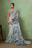 Grey Georgette Saree Black Nature Digital Print Designer Blouse