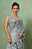 Grey Georgette Saree Black Nature Digital Print Designer Blouse