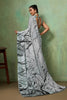 Grey Georgette Saree Black Nature Digital Print Designer Blouse