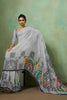 Grey Georgette Saree Multicolor Abstract Digital Print Designer Blouse