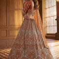 Royal Rust Orange Heavy Embroidered Lehenga Choli with Designer Net Dupatta for Wedding