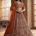 Royal Rust Orange Heavy Embroidered Lehenga Choli with Designer Net Dupatta for Wedding