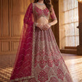 Stylish Rani Pink Heavy Embroidered Lehenga Choli with Designer Net Dupatta for Wedding