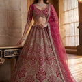 Stylish Rani Pink Heavy Embroidered Lehenga Choli with Designer Net Dupatta for Wedding