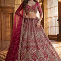 Stylish Rani Pink Heavy Embroidered Lehenga Choli with Designer Net Dupatta for Wedding