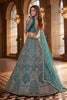 Elegant Teal Blue Heavy Embroidered Lehenga Choli with Designer Net Dupatta for Wedding