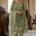 Elegant Pista Green Linen Cotton Semi-Stitched Straight Salwar Suit with Printed Dupatta