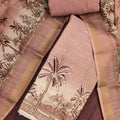 Lovely Rose Pink Linen Cotton Semi-Stitched Straight Salwar Suit with Printed Dupatta