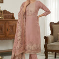 Lovely Rose Pink Linen Cotton Semi-Stitched Straight Salwar Suit with Printed Dupatta