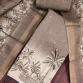 Trendy Coffee Brown Linen Cotton Semi-Stitched Straight Salwar Suit with Printed Dupatta