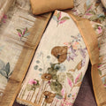 Traditional Peach Linen Cotton Semi-Stitched Straight Salwar Suit with Digital Printed Dupatta