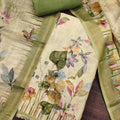 Graceful Pista Green Linen Cotton Semi-Stitched Straight Salwar Suit with Digital Printed Dupatta