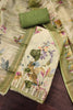 Graceful Pista Green Linen Cotton Semi-Stitched Straight Salwar Suit with Digital Printed Dupatta