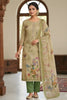 Graceful Pista Green Linen Cotton Semi-Stitched Straight Salwar Suit with Digital Printed Dupatta