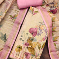 Beautiful Pink Linen Cotton Semi-Stitched Straight Salwar Suit with Digital Printed Dupatta