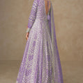 Wonderfull Lavender Georgette Embroidered Gown with Designer Dupatta for Wedding