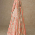 Luxury Orange Georgette Embroidered Gown Designer Dupatta Wedding Wear