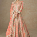 Luxury Orange Georgette Embroidered Gown Designer Dupatta Wedding Wear