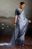 Elegant Grey Satin Silk Saree with Designer Lace Border for Party Wear