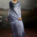 Elegant Grey Satin Silk Saree with Designer Lace Border for Party Wear