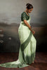 Beautiful Pista Green Satin Silk Saree with Designer Lace Border for Party Wear