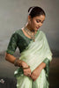 Beautiful Pista Green Satin Silk Saree with Designer Lace Border for Party Wear