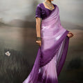 Wonderful Lavender Purple Satin Silk Saree Designer Lace Border for Party Wear