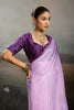 Wonderful Lavender Purple Satin Silk Saree Designer Lace Border for Party Wear