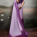 Wonderful Lavender Purple Satin Silk Saree Designer Lace Border for Party Wear