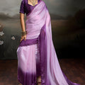 Wonderful Lavender Purple Satin Silk Saree Designer Lace Border for Party Wear