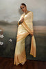 Elegant Cream Satin Silk Saree Designer Lace Border for Party Wear