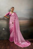 Vibrant Pink Satin Silk Saree Designer Lace Border for Party Wear