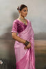 Vibrant Pink Satin Silk Saree Designer Lace Border for Party Wear