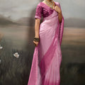 Vibrant Pink Satin Silk Saree Designer Lace Border for Party Wear