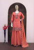 Elegant Peach Roman Simmer Embroidered Palazzo Suit Designer Dupatta for Wedding