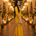 Elegant Mustard Yellow Roman Simmer Embroidered Palazzo Suit Designer Dupatta