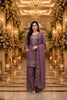 Vibrant Wine Purple Roman Simmer Embroidered Palazzo Suit Designer Dupatta