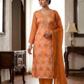 Stunning Orange Muslin Digital Printed Straight Salwar Suit with Designer Dupatta for Women