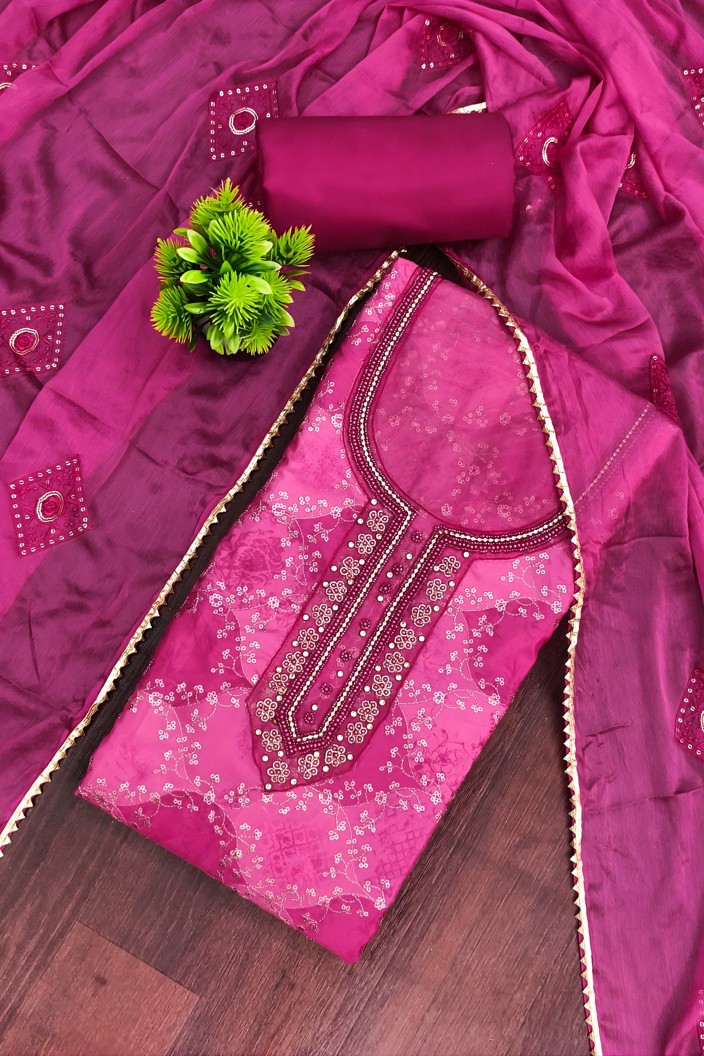 Stylish Rani Pink Muslin Digital Printed Straight Salwar Suit with Designer Dupatta for Women