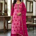 Stylish Rani Pink Muslin Digital Printed Straight Salwar Suit with Designer Dupatta for Women