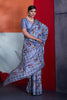 Vibrant Sky Blue Cotton Printed Saree Designer Border Matching Blouse Piece