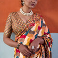 Stylish Multicolor Cotton Printed Saree Designer Border Matching Blouse Piece