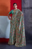Elegant Sea Green Cotton Printed Saree Designer Border Matching Blouse Piece