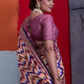 Beautiful Pink Cotton Printed Saree Designer Border Matching Blouse Piece