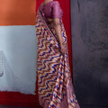 Beautiful Pink Cotton Printed Saree Designer Border Matching Blouse Piece