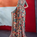 Stylish Multicolor Cotton Printed Saree Designer Border Matching Blouse Piece