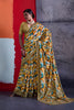 Stylish Mustard Yellow Cotton Printed Saree Designer Border Matching Blouse Piece