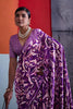 Wonderful Purple Cotton Printed Saree Designer Border Matching Blouse Piece